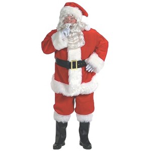 Fun World Mens Rich Velvet Santa Suit Costume - X Large - Red - 1 of 2