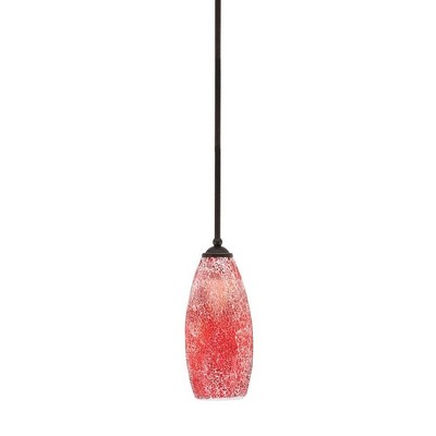 Toltec Lighting Zilo 1 - Light Pendant in  Dark Granite with 5.5" Red Fusion Shade