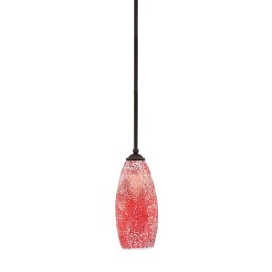 Toltec Lighting Zilo 1 - Light Pendant in  Dark Granite with 5.5" Red Fusion Shade - 1 of 1