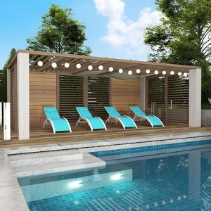 2 Pack Matching Pair of All-Weather Chaise Lounge Chairs, Adjustable Aluminum Patio Recliners for Garden, Deck, Vacation Home - 1 of 4