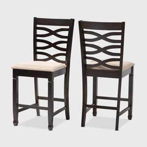 Set of 2 Caron Finished Wood Counter Height Pub Chairs - Baxton Studio - 1 of 4