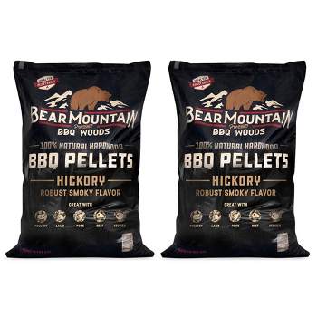Bear Mountain FK14 Premium All Natural Low Moisture Hardwood Smoky Hickory BBQ Smoker Pellets for Outdoor Grilling, 20 Pound Bag (2 Pack)