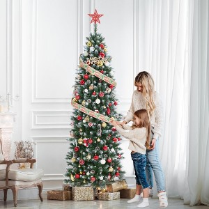 12FT Pencil Christmas Tree Pre-lit Slim Holiday Decoration, Skinny Décor LED Lights, Metal Stand,Xmas Tree for Room, Bedroom, Apartment - 1 of 4