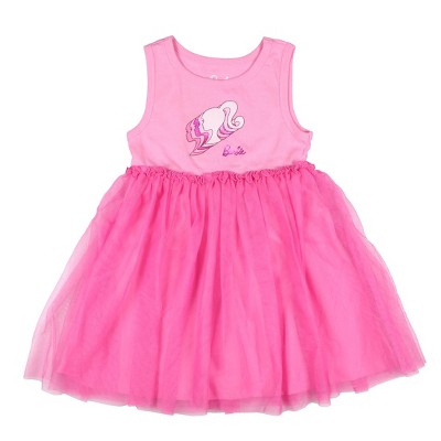 Seven Times Six Barbie Toddler Girls' Repeating Logo Design Tank Top Tulle Tutu Dress