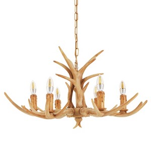YIYIBYUS 6-Light Rustic Resin Chandelier Antler Shape Pendant Light - 1 of 4