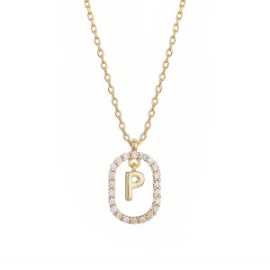 Adornia 14k Gold Plated Floating Letter CZ Frame Necklace - 1 of 2