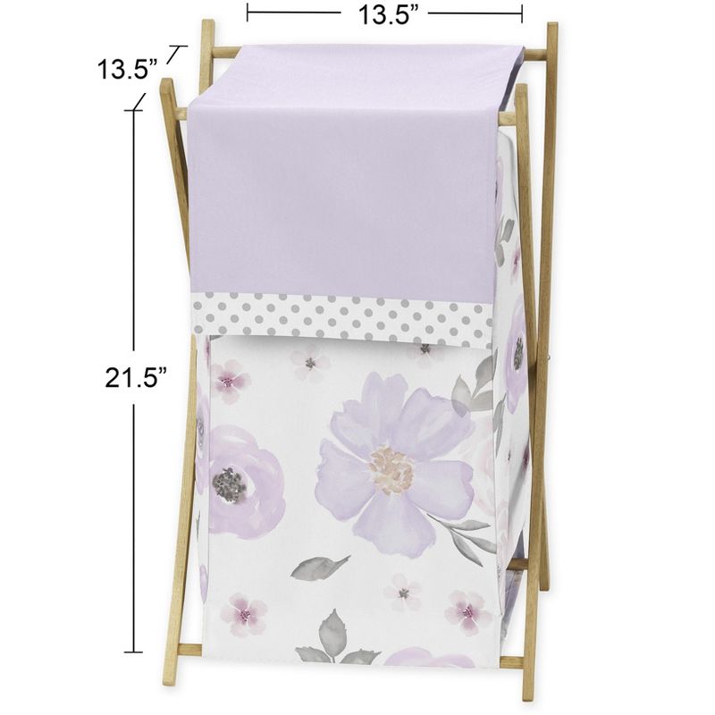 Sweet Jojo Designs Girl Laundry Hamper Watercolor Floral Purple Pink and Grey, 5 of 7