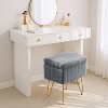 IULULU Vanity Stool, Faux Fur-Padded, 4-Legged Stool with Anti-Slip Feet, Ideal for Makeup or as a Footrest - 2 of 4