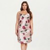 Anna-Kaci Lounge Women's Satin Slip Dress with Floral Rose Pattern Draped Neckline Sheen Fabric and Soft Body-Skimming Silhouette - 2 of 4