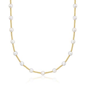 Ross-Simons 6-7mm Cultured Pearl Beaded Station Necklace in 14kt Yellow Gold Size 18 - 1 of 3