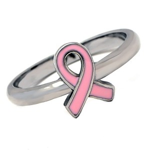 Hope Ring Pink Ribbon Steel Breast Cancer Awareness Womens Ginger Lyne Collection - 1 of 4