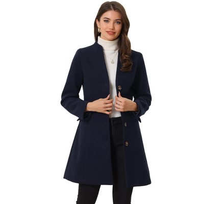 INSPIRE CHIC Women's Elegant Winter V Neck Single Breasted Long Overcoat