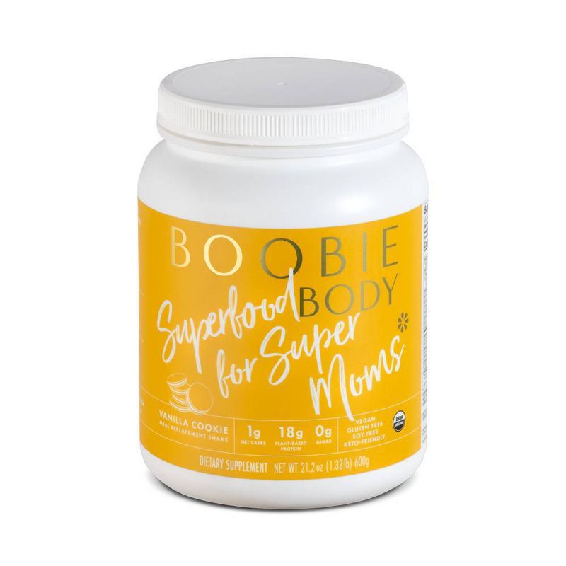 Boobie Body Organic Pregnancy and Lactation Vegan Protein Shake Vanilla Cookie - 21oz/1 Tub, 1 of 6