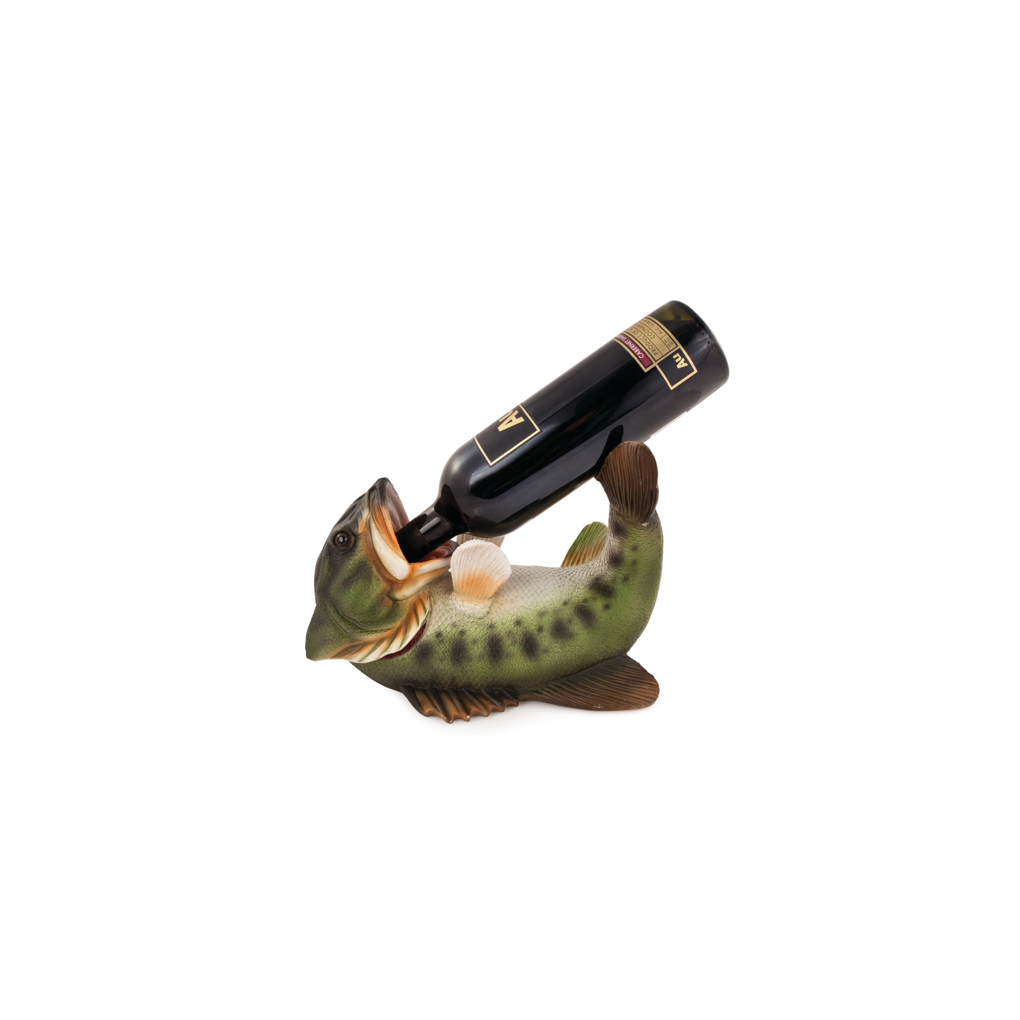 True Boozy Bass Polyresin Wine Bottle Holder, Playful Fish Wine Holder, Animal Wine Rack, Bar Kitchen Decor, Holds 1 Standard Wine Bottle, Set of 1