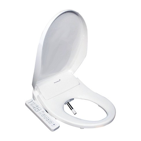 Amucolo Elongated LED Light Electric Bidet Seat Toilet Seat Heated Toilet Seat in White with Warm Air Dryer and Night Light