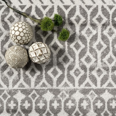 50'' Gray Synthetic Moroccan Trellis Low Pile Area Rug