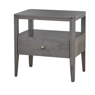 Parc Nightstand Gray - Lifestorey: Mid-Century Modern Bedside Table with Wood Veneer, MDF Frame