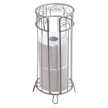 mDesign Decorative Metal Toilet Paper Storage Holder Stand, 3 Rolls