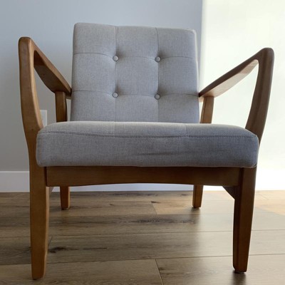 Brayden Accent Chair Gray Fabric | Brown Wood