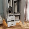 Bedroom Armoire Wardrobe Closet with Door & 2 Drawers, 71" Wood Wardrobe Storage Cabinet with LED, Hanging Rod, Freestanding Modern Armoire Closet - 4 of 4