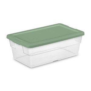 Sterilite Stackable 6 Quart Clear Home Storage Box with Handles and Lid for Efficient, Space Saving Household Storage and Organization - 1 of 4