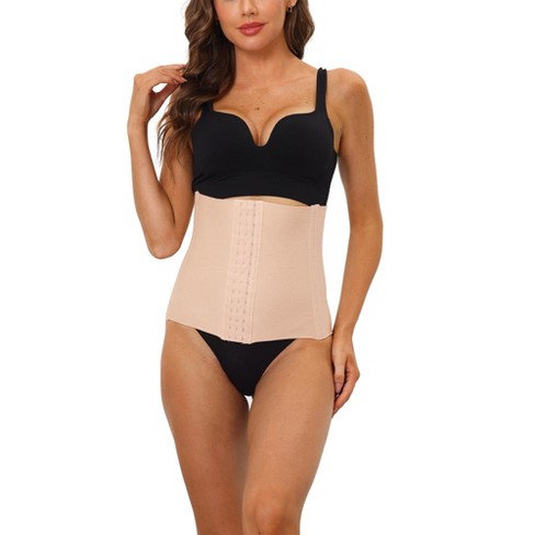 Allegra K Women's 3 Hooks Waist Workout Trainer Tummy Control Body Shaper  For Weight Loss Cinchers Corset Beige Medium : Target