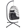 Sapphtopaz Porch Swing Egg Hanging Chair Wicker Woven Swing Hanging Hammock Chair with Cushions and Stand for Indoor, Garden, Terrace, Backyard - 2 of 4