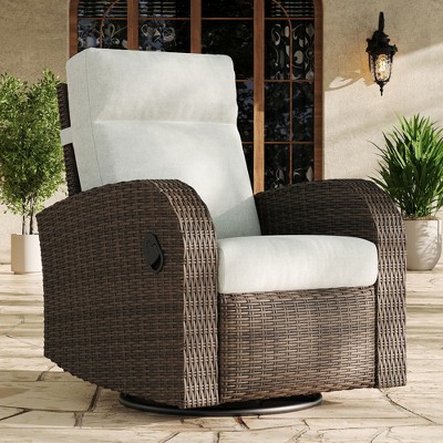 LayinSun Oversized Wicker Outdoor Swivel Glider Recliner Lounge Chair