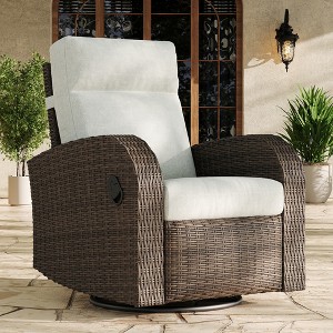 LayinSun Oversized Wicker Outdoor Swivel Glider Recliner Lounge Chair - 1 of 4
