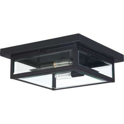 Earth Black Glass Flush Mount Ceiling Light with Clear Panels