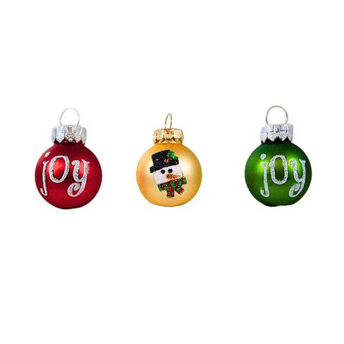 Craftoutlet.com 1.25 In Snowman Joy Ball Ornament Set Mini Glass ...