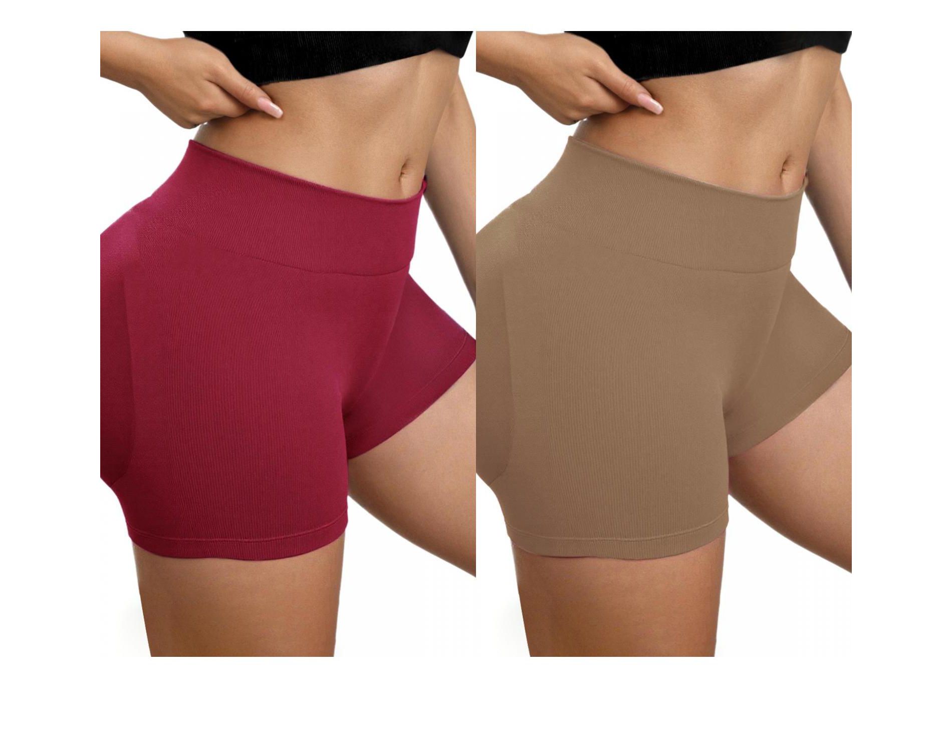 INSPIRE CHIC Women's Slimming Waist Butt Lifter Control Panties Workout Sport Running Shaper Short 2 Packs