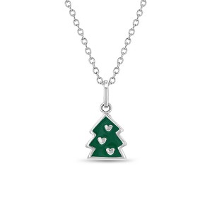 Girls' Festive Christmas Tree Sterling Silver Necklace - In Season Jewelry - 1 of 4
