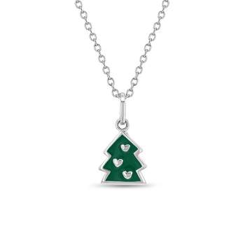Girls' Festive Christmas Tree Sterling Silver Necklace - In Season Jewelry