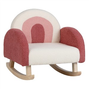 Costway Kids Rocking Chair Children Armchair Velvet Upholstered Sofa w/ Solid Wood Legs - 1 of 4