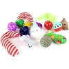 Midlee Christmas Stocking Cat Toy Gift Set (14 Toys)- Candy Canes, Bells, Mice Kitten Holiday Toys - 2 of 4