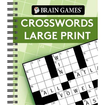 Brain Games - Crosswords Large Print (Green) - by  Publications International Ltd & Brain Games (Spiral Bound)