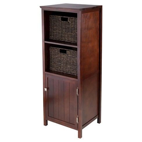 3 Piece Brooke Jelly Cupboard Set With Baskets Wood Walnut