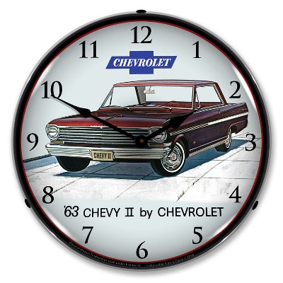 Collectable Sign & Clock | 1963 Chevy II Nova Super Sport LED Wall Clock Retro/Vintage, Lighted