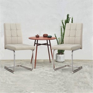 Angel Sar Modern Dining Chairs Set of 2, Upholstered Kitchen Chairs, Dining Room Chairs with Inset Buttons - 1 of 4