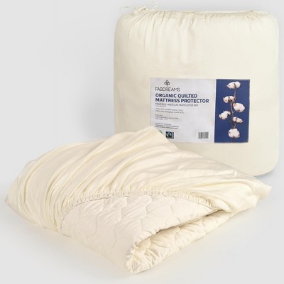 Fabdreams Luxury Organic Cotton Quilted Mattress Protector with 17" Deep Pockets, Water Resistant