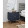 Sapphtopaz Modern Nightstand with 2 Vertical Textured Drawers Bedside Table with Splayed Gold Metal Legs & Handles Night Stand for Bedroom - 2 of 4