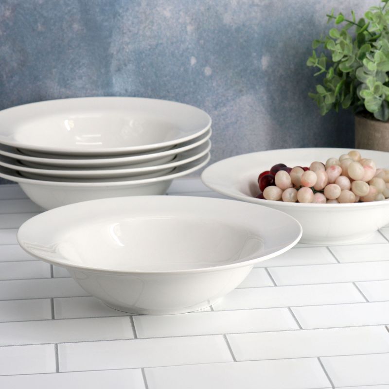 Our Table Simply White 6 Piece 8.7in Porcelain Soup Bowl Set in White, 5 of 6