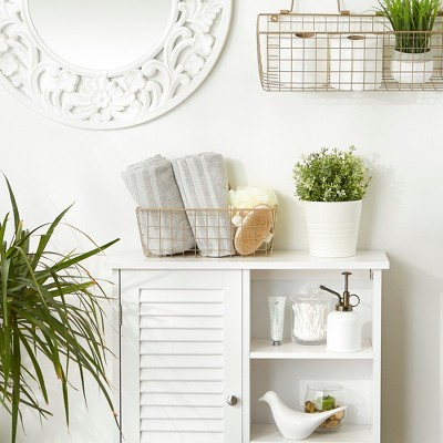Gold Rectangular Wire Wall Storage Basket Set