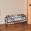 Shoe Rack, 2-Tier Shoe Organizer, Metal Shoe Shelf Storage with 4 Side Hooks, Holds 12 Pairs of Shoes - 3 of 4