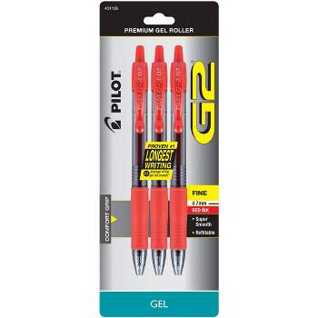 Pilot 3ct G2 Premium Retractable Gel Pens Fine Point 0.7mm Red Ink