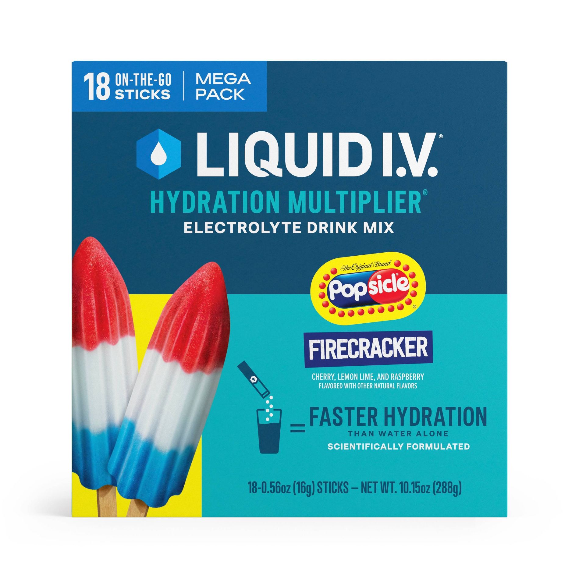 Liquid I.V. Hydration Multiplier Powder Electrolyte Drink - Popsicle Firecracker - 18ct
