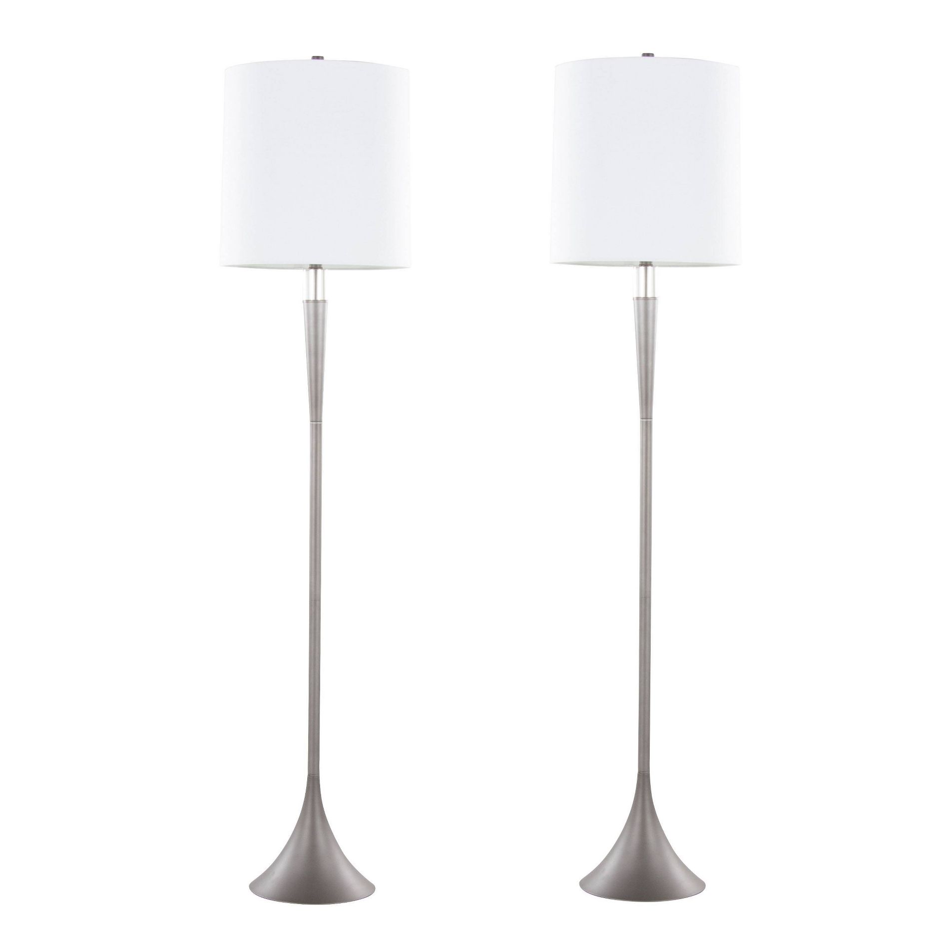 LumiSource Set of 2 Bubbles 67'' Metal Floor Lamp in Black Chrome Iridescent Glass Sconces