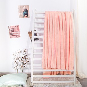 Bamboo Cable Knit Blanket, Soft and Breathable Touch Bed Blanket - NTBAY - 1 of 4