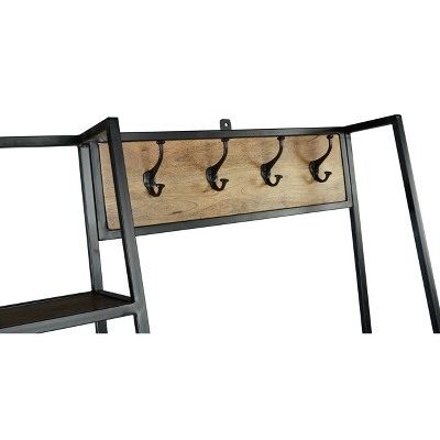 Hampton Black and Brown Mango Wood Hall Tree with Storage